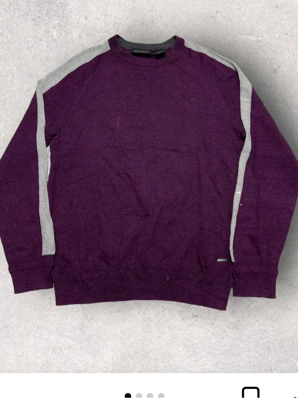 Dkny Purple Crewneck Sweater with Gray Shoulder Stripes